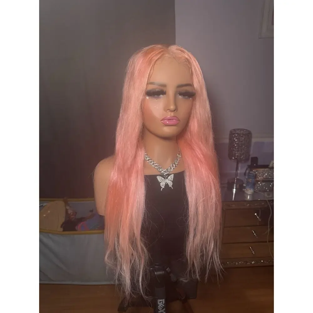 13x6 Lace Front Human Hair Wig Pink